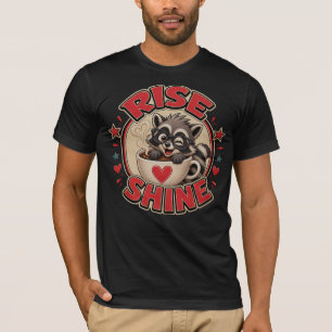 Waschbär-Kaffee-Liebhaber-Illustration "Rise & Shi T-Shirt