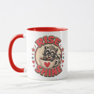 Waschbär-Kaffee-Liebhaber-Illustration "Rise & Shi Tasse