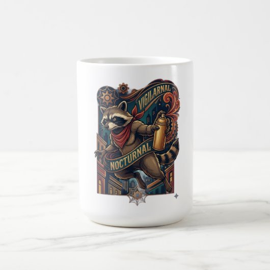 Waschbär Langarmshirt Nocturnal Kaffeetasse (Mittel)