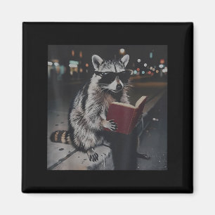 Waschbär liest Buch lustiges Tier Meme Buchwurm Magnet