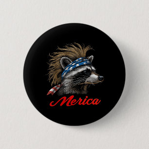 Waschbär - Lustiger 4. Juli Amerikanischer Muttert Button