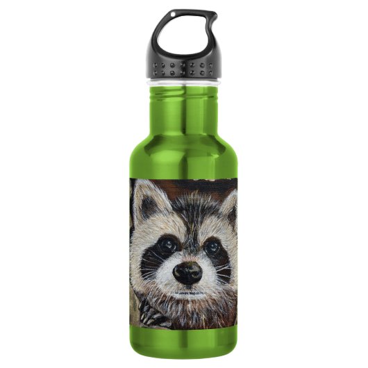 Waschbär-Malerei Edelstahlflasche (Vorderseite)