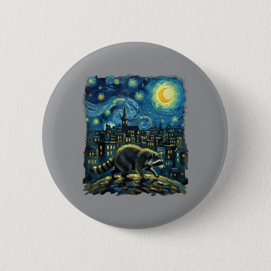 Waschbär malt den Sternenhimmel Künstler Kunst Button (Vorderseite)