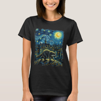 Waschbär malt den Sternenhimmel Künstler Kunst T-Shirt