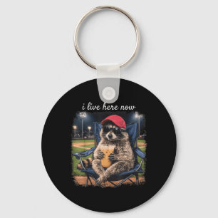 Waschbär-Meme lebt hier Ballfeld Baseballfeld Schlüsselanhänger