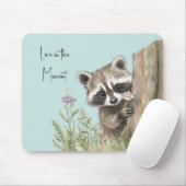 Waschbär mit Blume Mousepad (Mit Mouse)