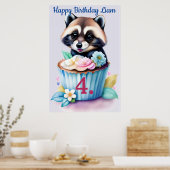 Waschbär mit Cupcake Poster (Küche)