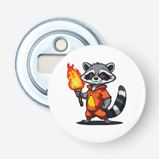 Waschbär mit Fackel Flaschenöffner (Vorderseite)
