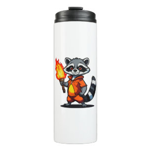 Waschbär mit Fackel Thermosbecher