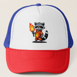 Waschbär mit Fackel Truckerkappe