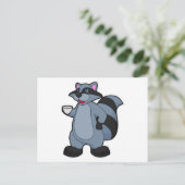Waschbär mit Kaffeetasse Postkarte (Stehend Vorderseite)