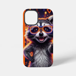 Waschbär mit orange umrandeter leuchtend gelber Br iPhone 12 Mini Hülle