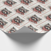 Waschbär mit roter Brille Geschenkpapier (Ecke)