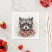Waschbär mit roter Brille Serviette (Beispiel)