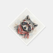 Waschbär mit roter Brille Serviette (Ecke)