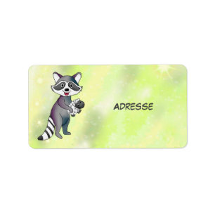 Waschbär mit Schaf Aufkleber Adressaufkleber