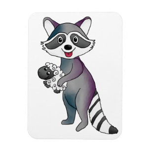Waschbär mit Schaf Magnet