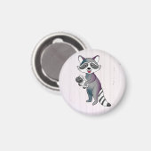 Waschbär mit Schaf Magnet (Vorderseite/Rückseite)