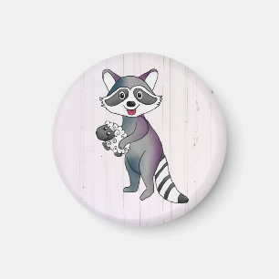 Waschbär mit Schaf Magnet