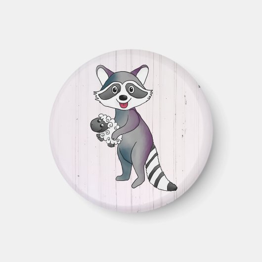 Waschbär mit Schaf Magnet (Vorne)