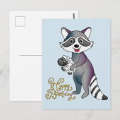 Waschbär mit Schäfchen Postkarte (Vorne/Hinten)