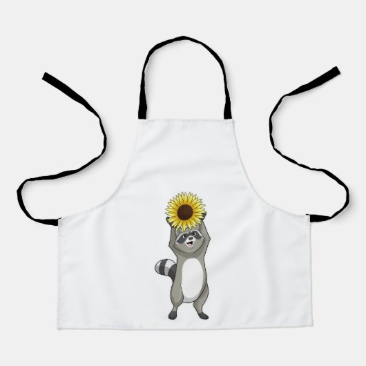 Waschbär mit Sonnenblume Schürze (Vorderseite)