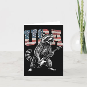 Waschbär mit Usa-Flagge spielt Gitarre - Lustiger Karte