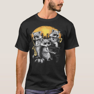 Waschbär Musikband Jazz Liebhaber Saxophon Trompet T-Shirt