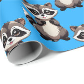 Waschbär-Muster-Design Blau  Geschenkpapier (Rolleneckpunkt)