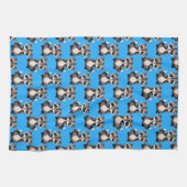 Waschbär-Muster-Design Blau Geschirrtuch (Horizontal)