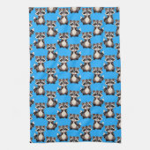 Waschbär-Muster-Design Blau Geschirrtuch (Vertikal)