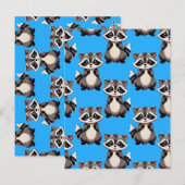 Waschbär-Muster-Design Blau Postkarte (Vorne/Hinten)