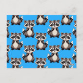 Waschbär-Muster-Design Blau Postkarte (Rückseite)
