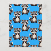 Waschbär-Muster-Design Blau Postkarte (Vorderseite)