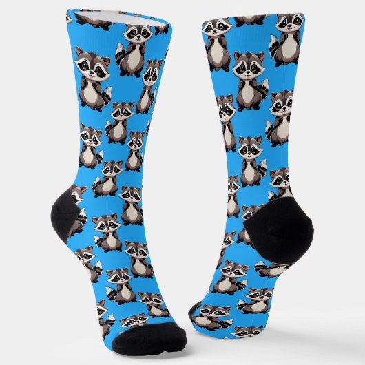 Waschbär-Muster-Design Blau Socken (Gewinkelt)