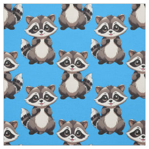 Waschbär-Muster-Design Blau Stoff
