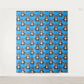 Waschbär-Muster-Design Blau  Wandteppich (Vorderseite)