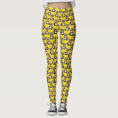 Waschbär-Muster-Design Gelb Leggings (Vorderseite)