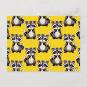 Waschbär-Muster-Design Gelb Postkarte (Rückseite)