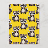 Waschbär-Muster-Design Gelb Postkarte (Vorderseite)