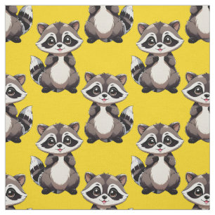 Waschbär-Muster-Design Gelb Stoff