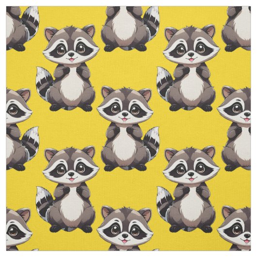 Waschbär-Muster-Design Gelb Stoff (Muster)