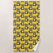 Waschbär-Muster-Design Gelb Strandtuch (Vorderseite)