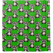 Waschbär-Muster-Design Grün Duschvorhang (Vorderseite)