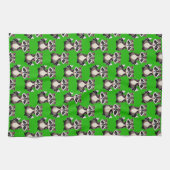 Waschbär-Muster-Design Grün Geschirrtuch (Horizontal)