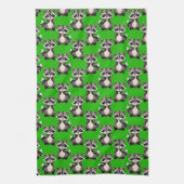 Waschbär-Muster-Design Grün Geschirrtuch (Vertikal)