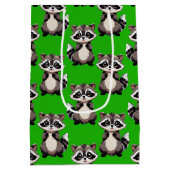 Waschbär-Muster-Design Grün Mittlere Geschenktüte (Rückseite)