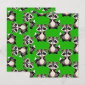 Waschbär-Muster-Design Grün Postkarte (Vorne/Hinten)