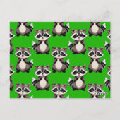 Waschbär-Muster-Design Grün Postkarte (Rückseite)