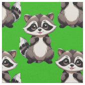 Waschbär-Muster-Design Grün Stoff (Nahaufnahme)